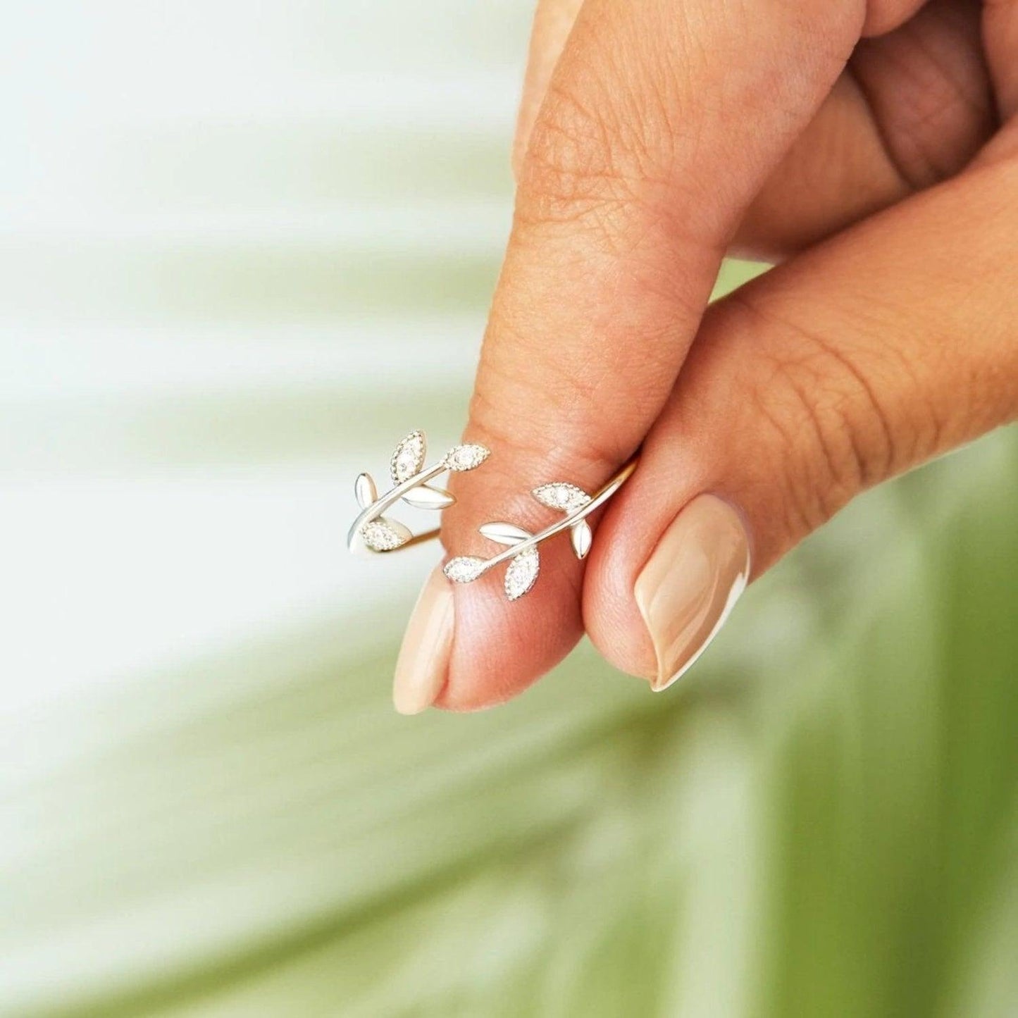 925 Sterling Silver Zircon Leaf Shape Ring Carauana Store