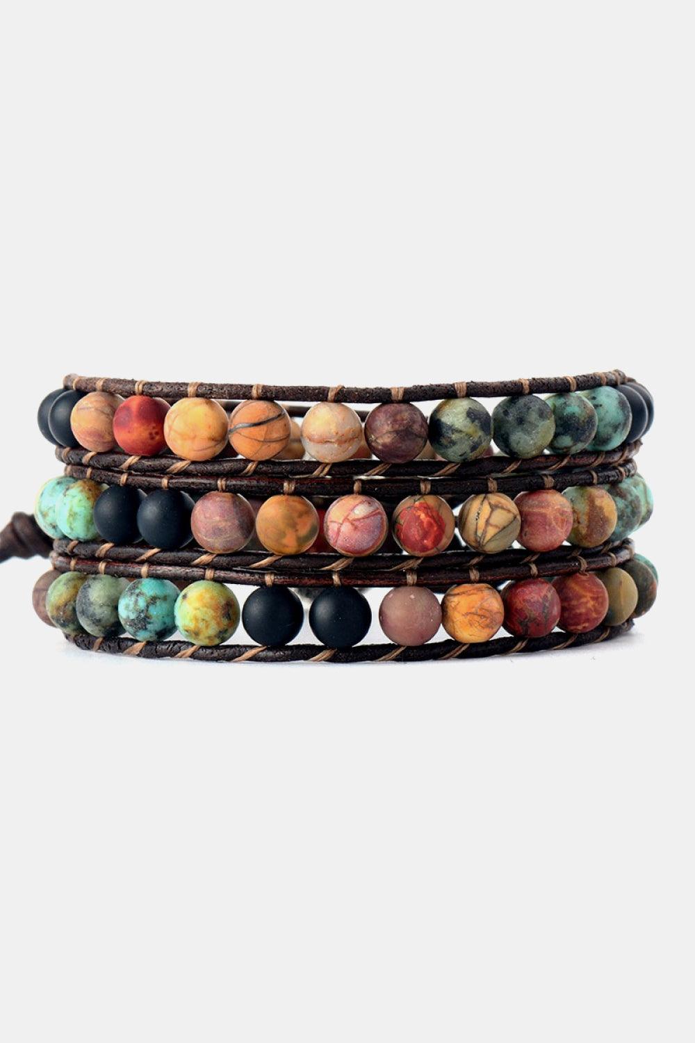 Handmade Triple Layer Beaded Agate Bracelet Carauana Store
