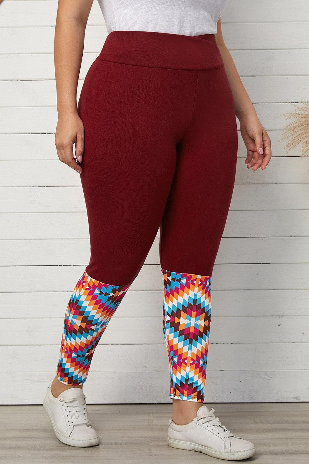 Plus Size Geometric Print High Waist Leggings Carauana Store