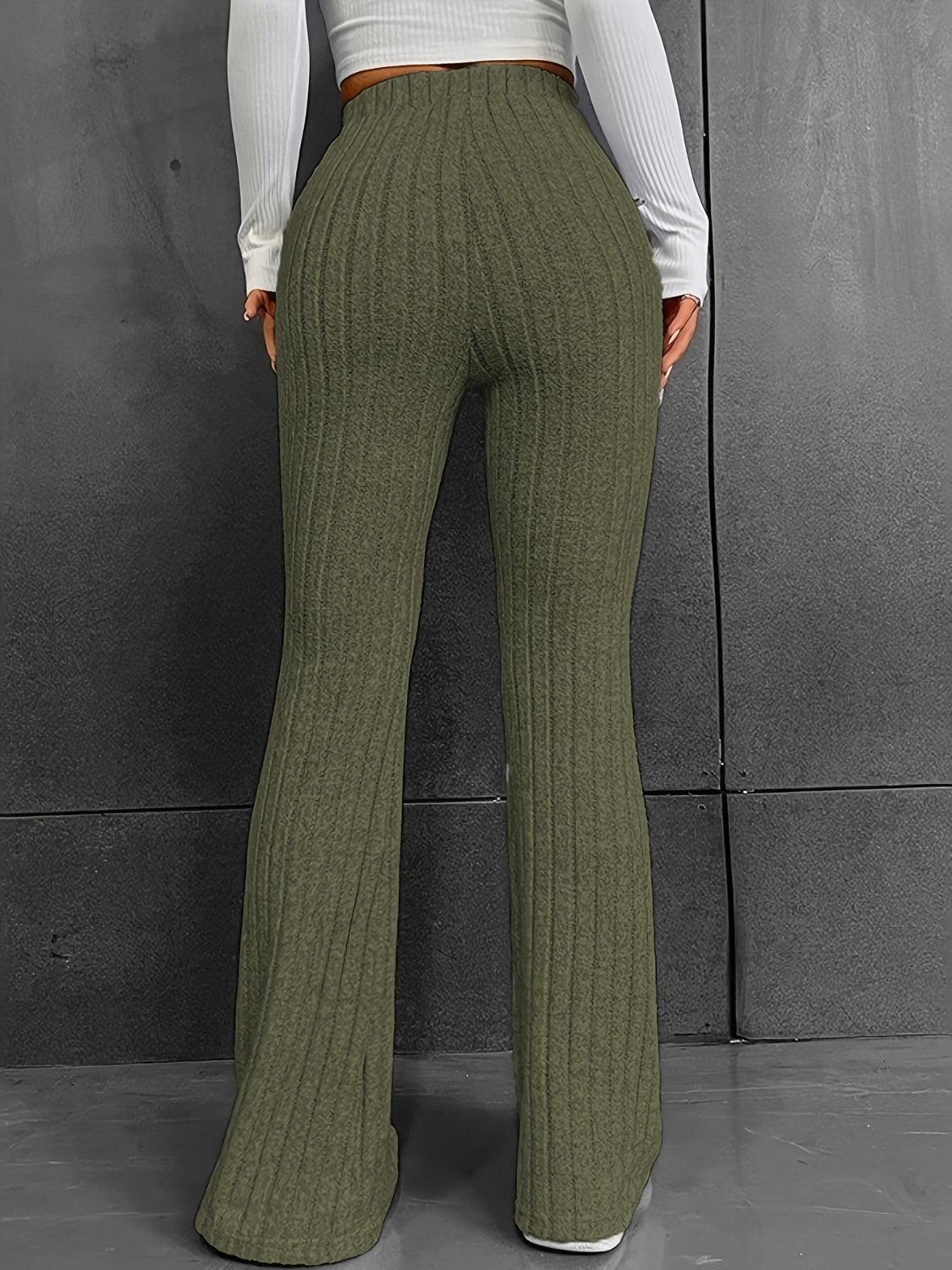 Ribbed High Waist Bootcut Pants Carauana Store