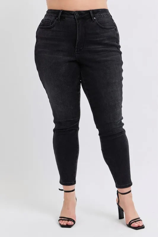 Judy Blue Full Size Mid Rise Tummy Control Skinny Jeans Plus Size Carauana Store