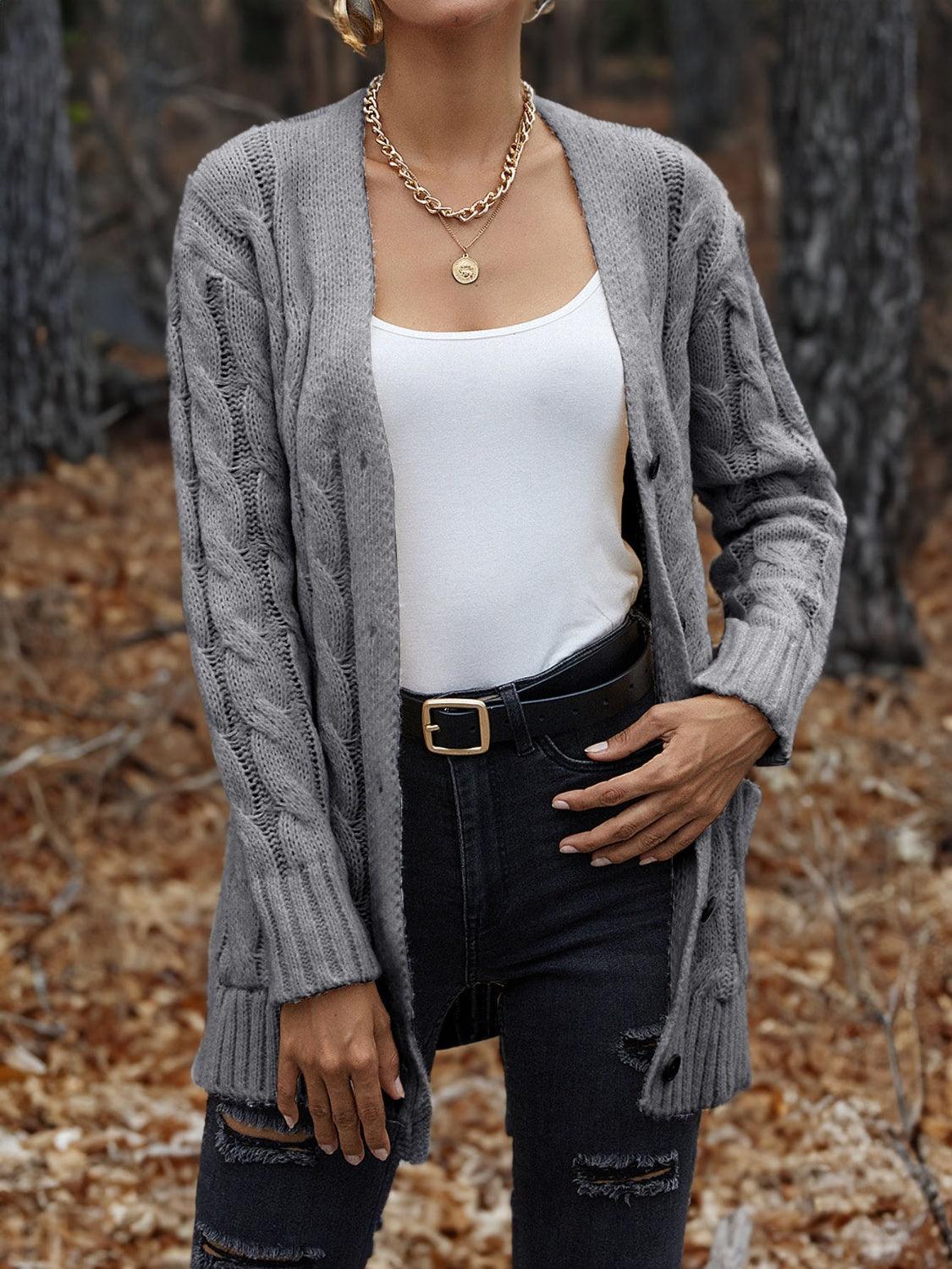 Cable-Knit Button Down Cardigan Carauana Store