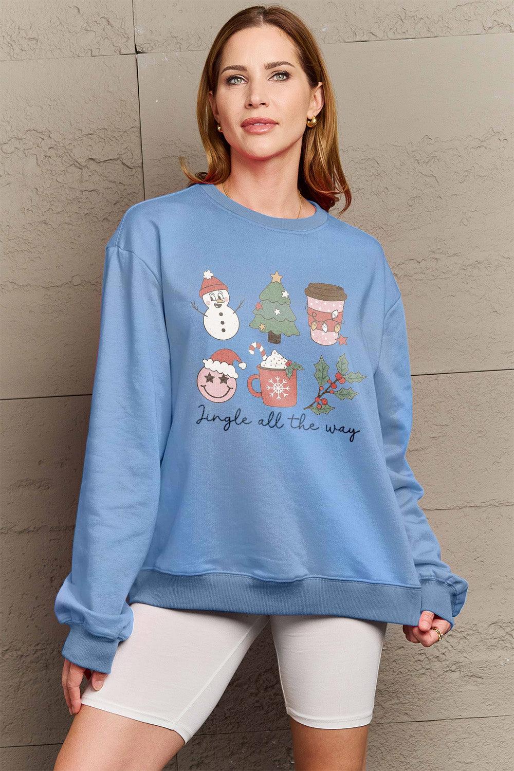 Simply Love Full Size JINGLE ALL THE WAY Long Sleeve Sweatshirt Carauana Store