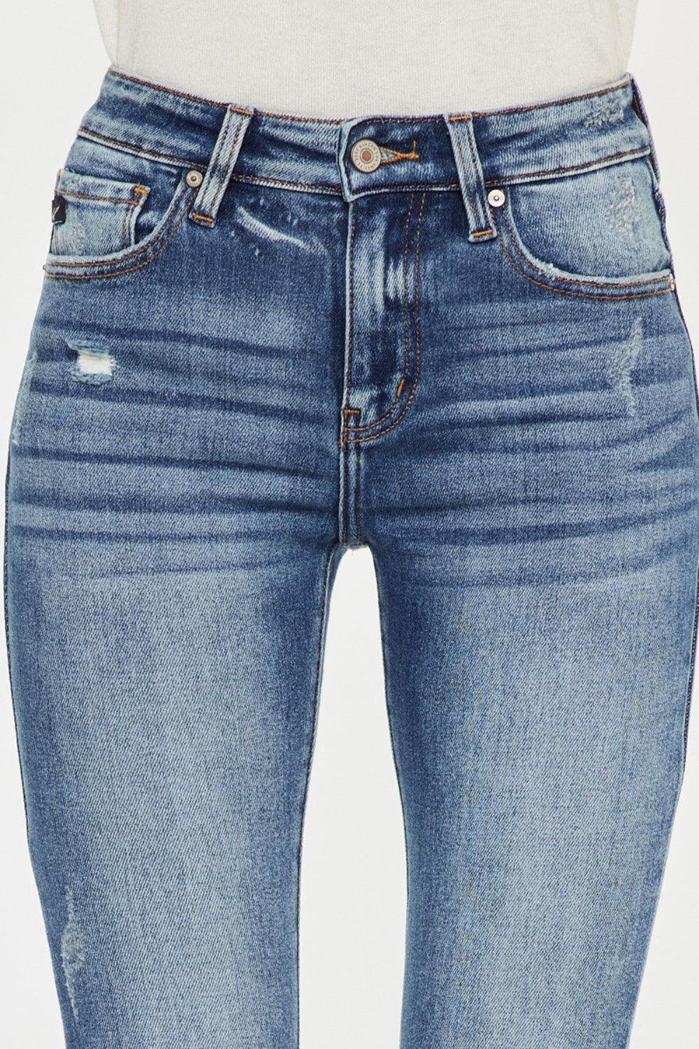 Kancan High Waist Distressed Raw Hem Ankle Skinny Jeans Carauana Store