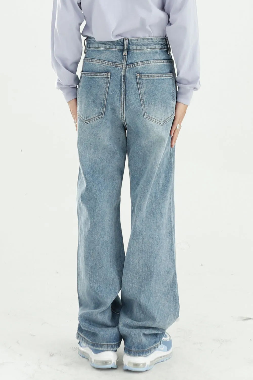 Distressed Wide Leg Jeans with Pockets Carauana Store