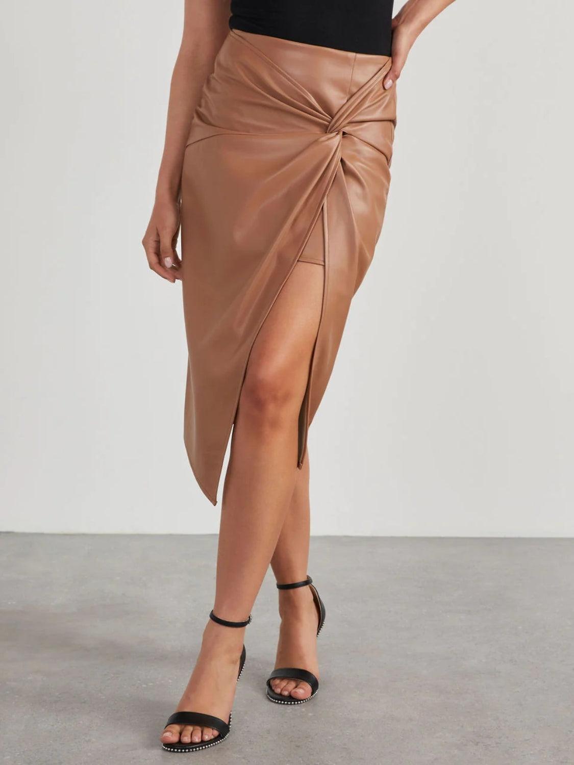 Twist Detail High Waist Skirt Carauana Store