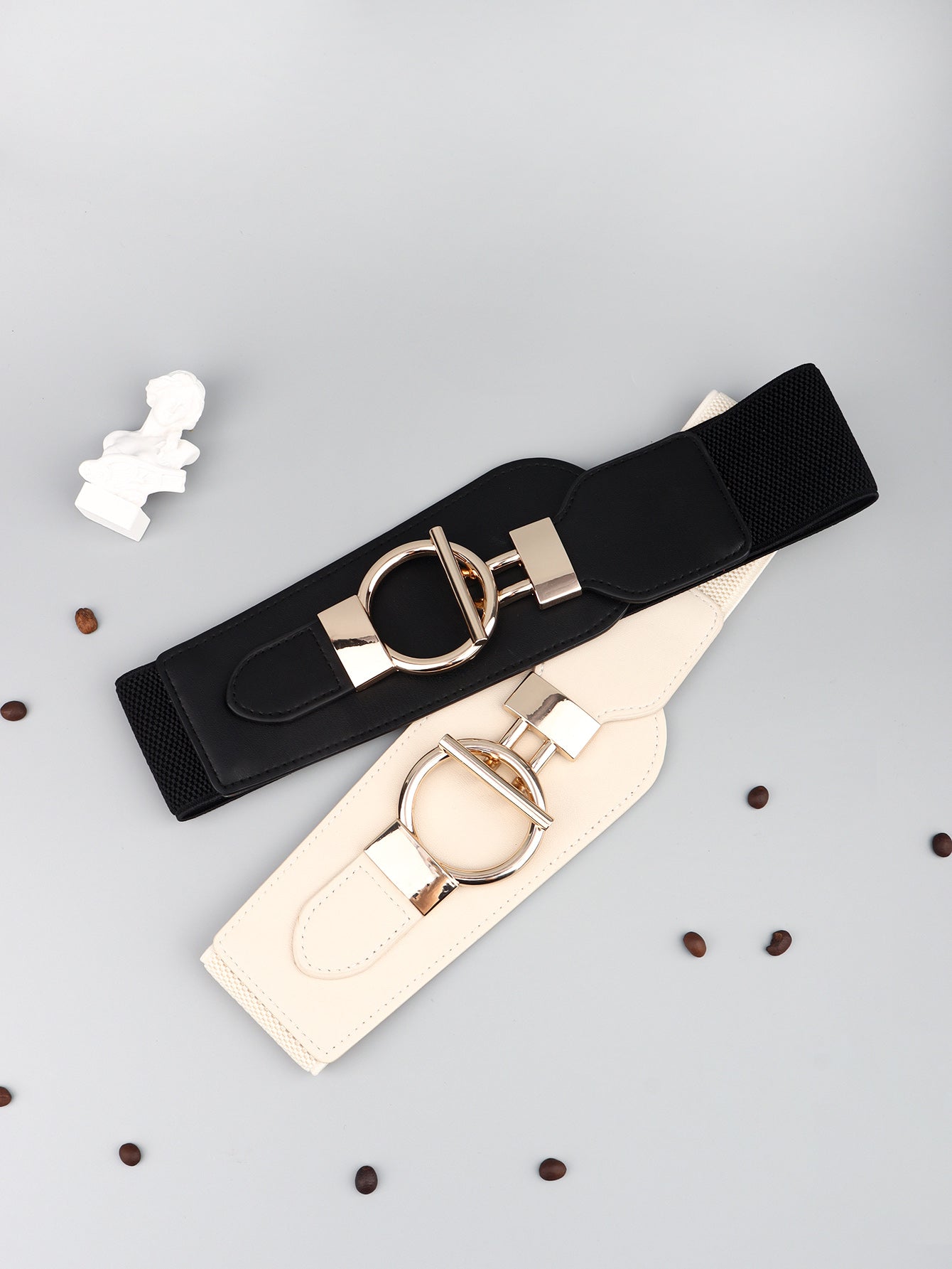 PU Elastic Wide Belt with Alloy Buckle Carauana Store