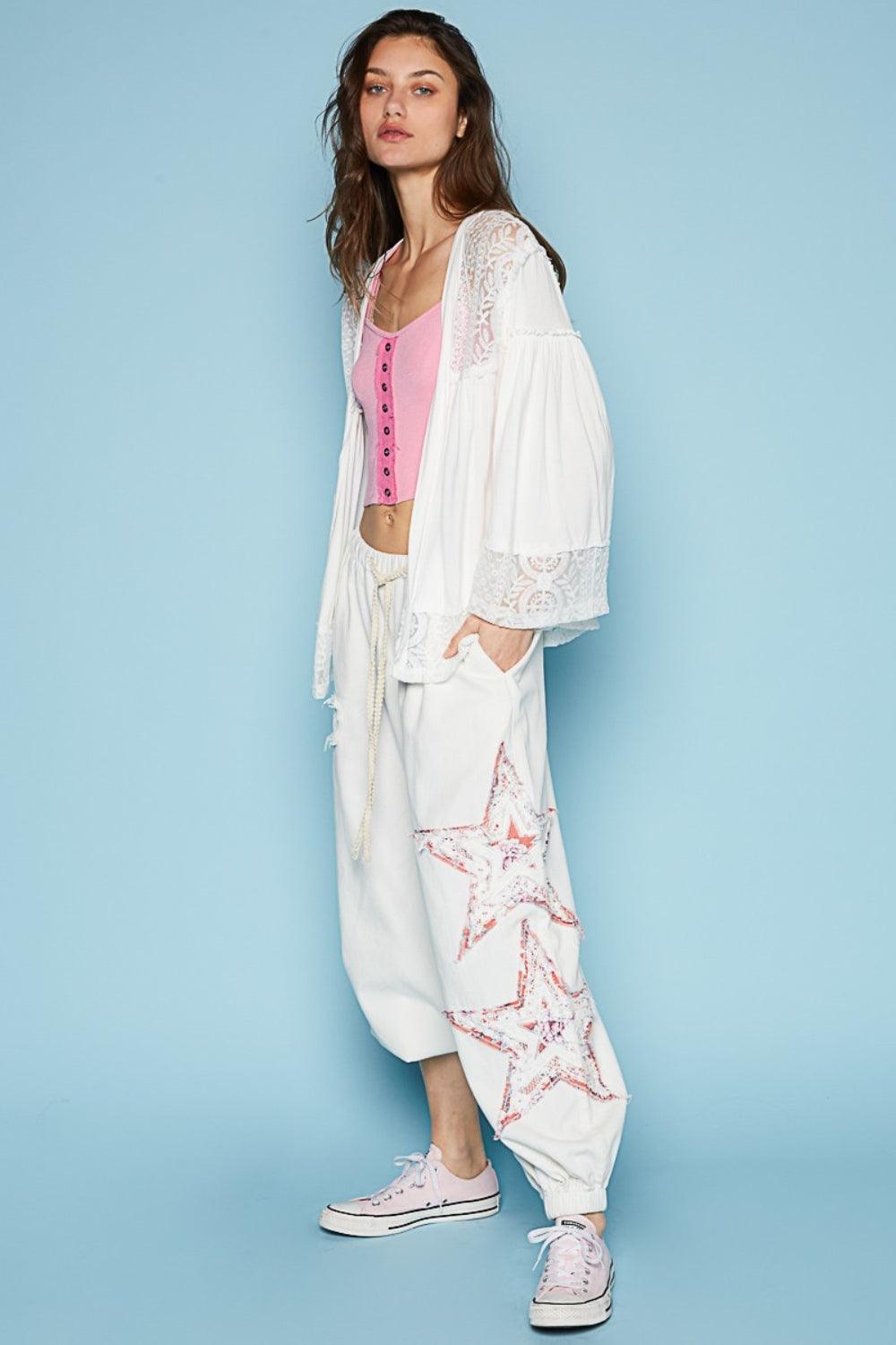 POL Open Front Lace Detail Cardigan Carauana Store