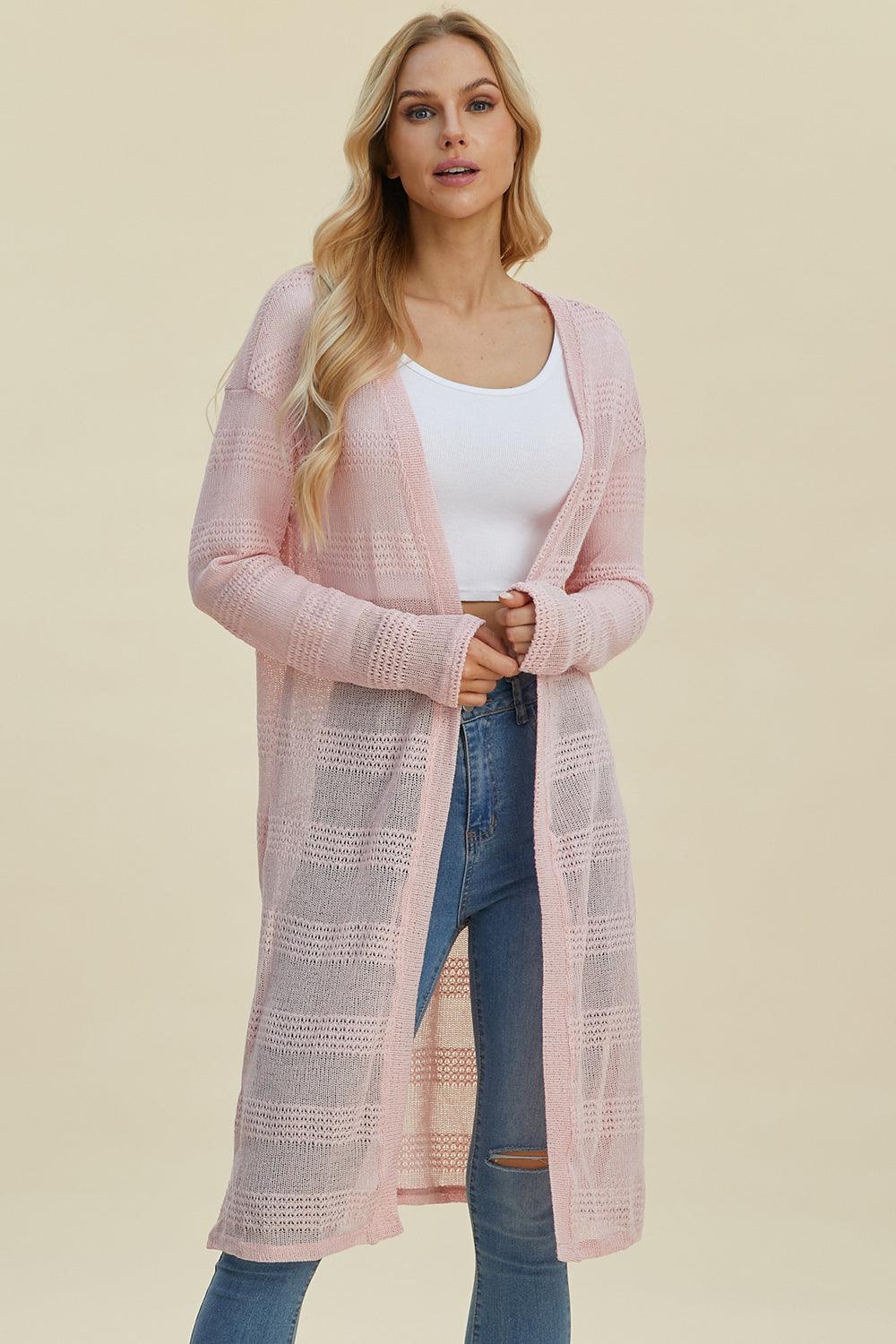 Double Take Full Size Open Front Longline Cardigan Carauana Store