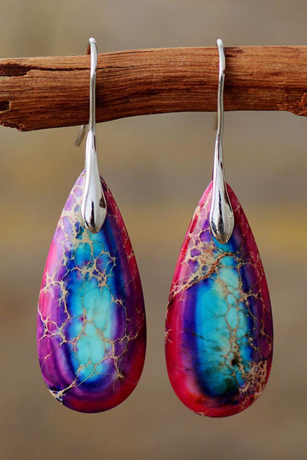 Handmade Teardrop Shape Natural Stone Dangle Earrings Carauana Store