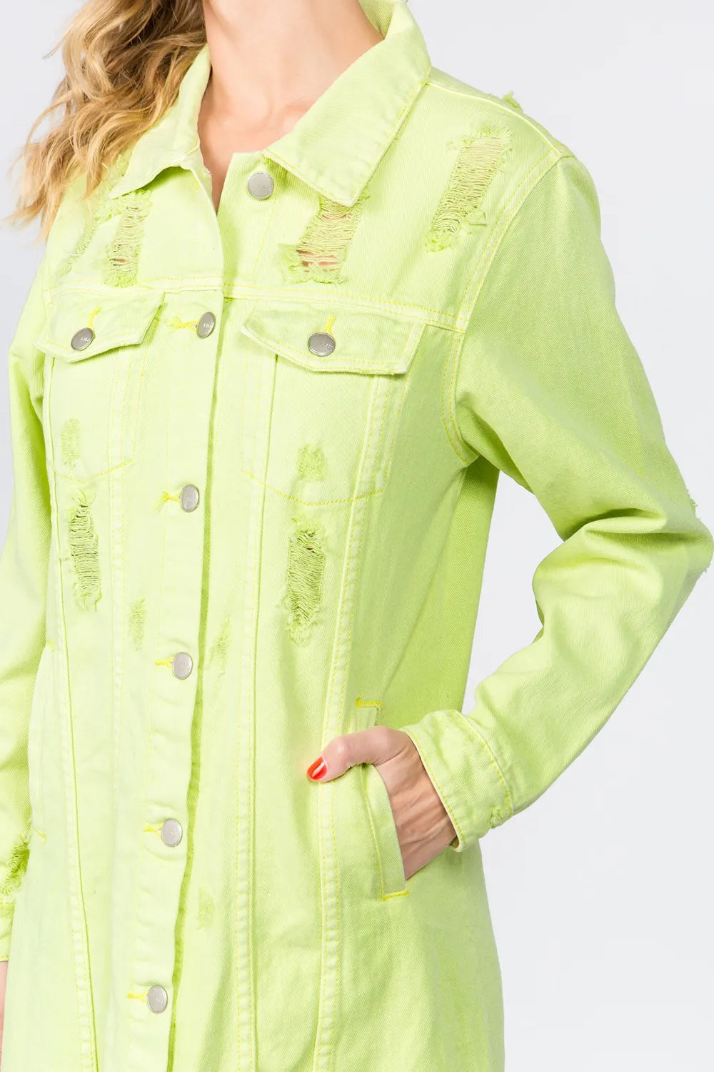 American Bazi Button Up Distressed Denim Dress Carauana Store