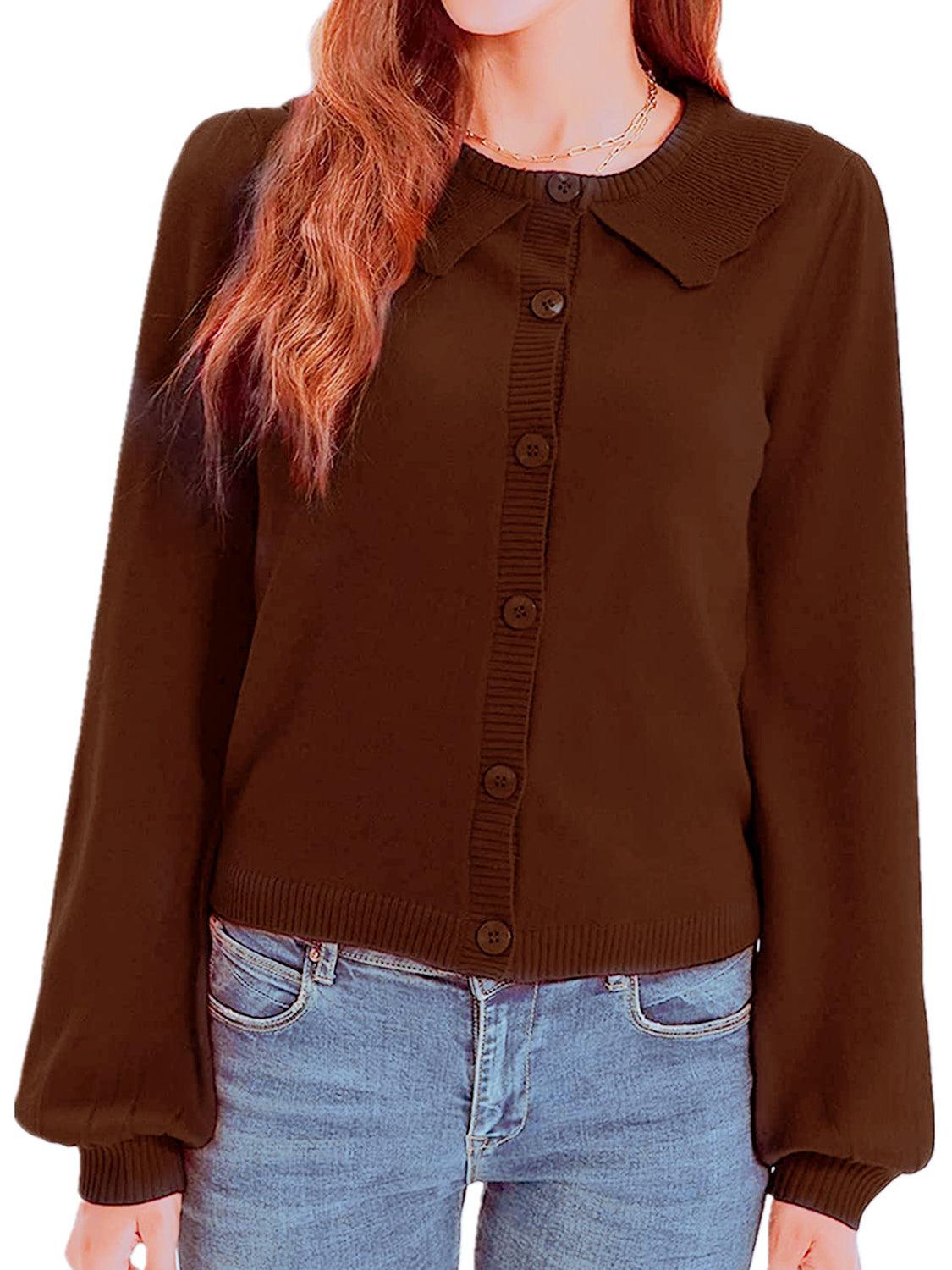 Collared Long Sleeve Button Down Cardigan Carauana Store