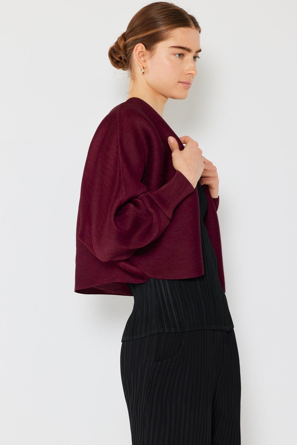 Marina West Swim Rib Pleated Puff Sleeve Bolero Cardigan Carauana Store