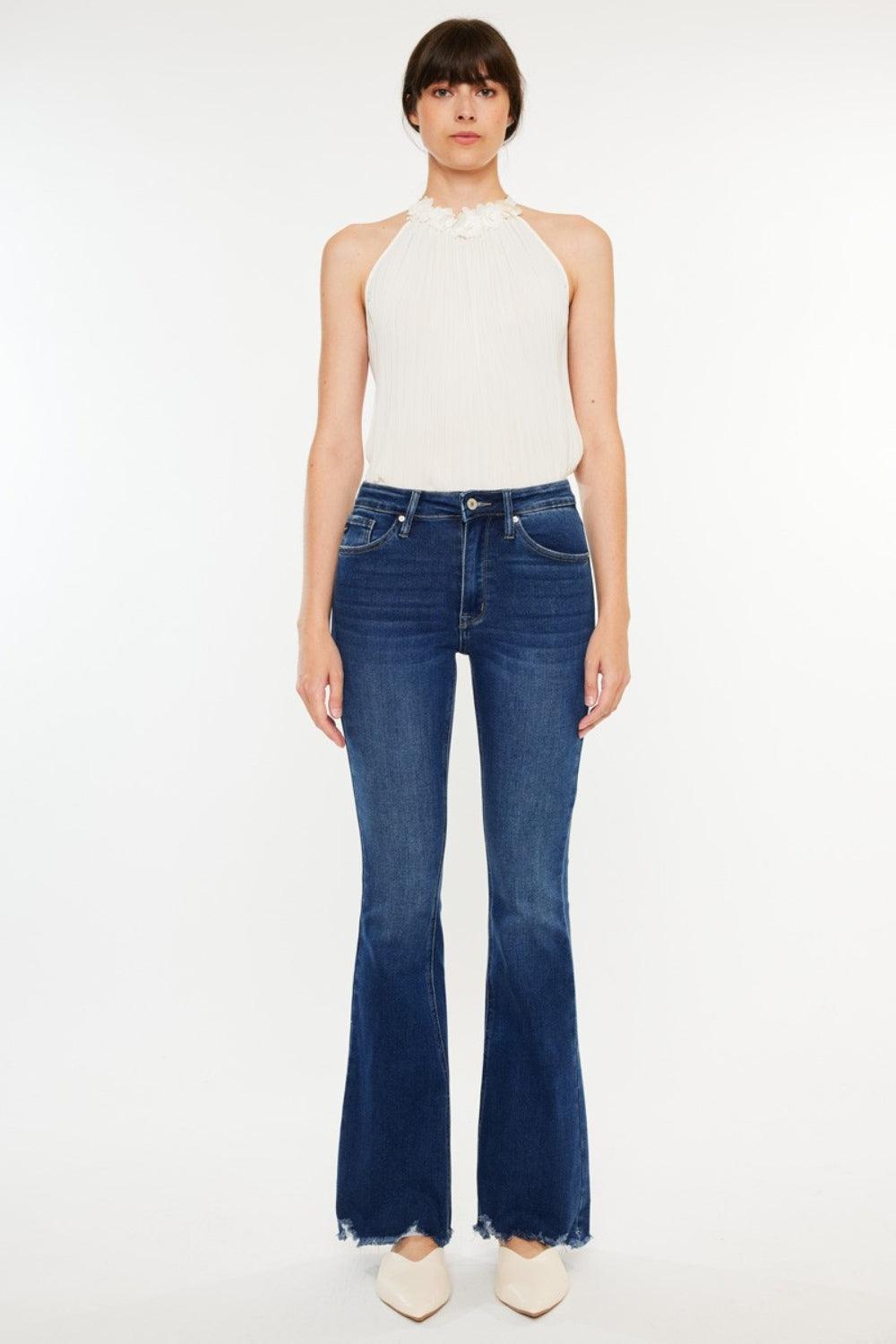 Kancan Cat's Whiskers Raw Hem Flare Jeans Carauana Store