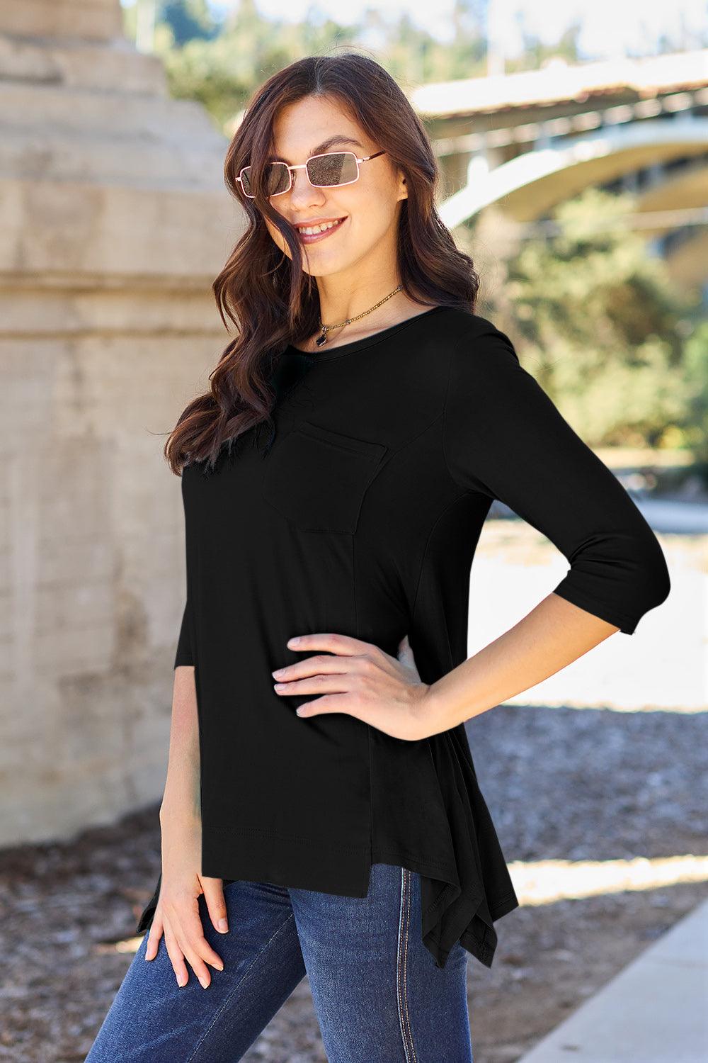 Basic Bae Full Size Round Neck Pocketed T-Shirt Carauana Store