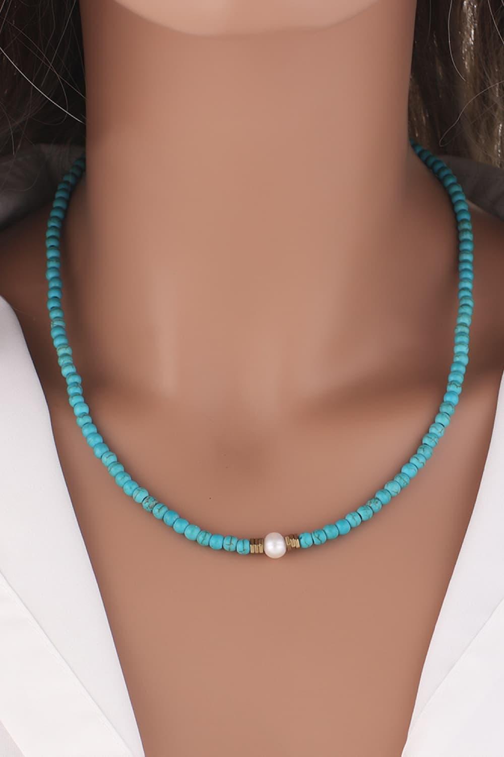 Turquoise & Pearl Necklace Carauana Store