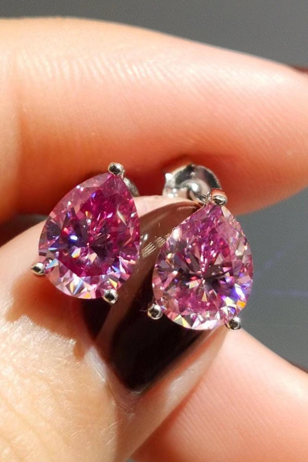 2 Carat Teardrop Moissanite Platinum-Plated Stud Earrings Carauana Store