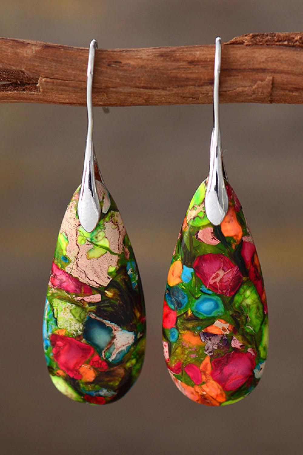 Handmade Teardrop Shape Natural Stone Dangle Earrings Carauana Store