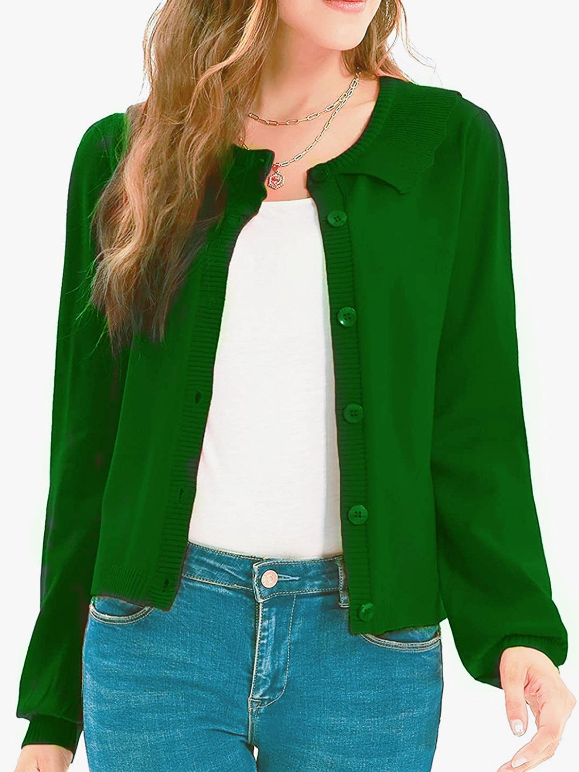 Collared Long Sleeve Button Down Cardigan Carauana Store
