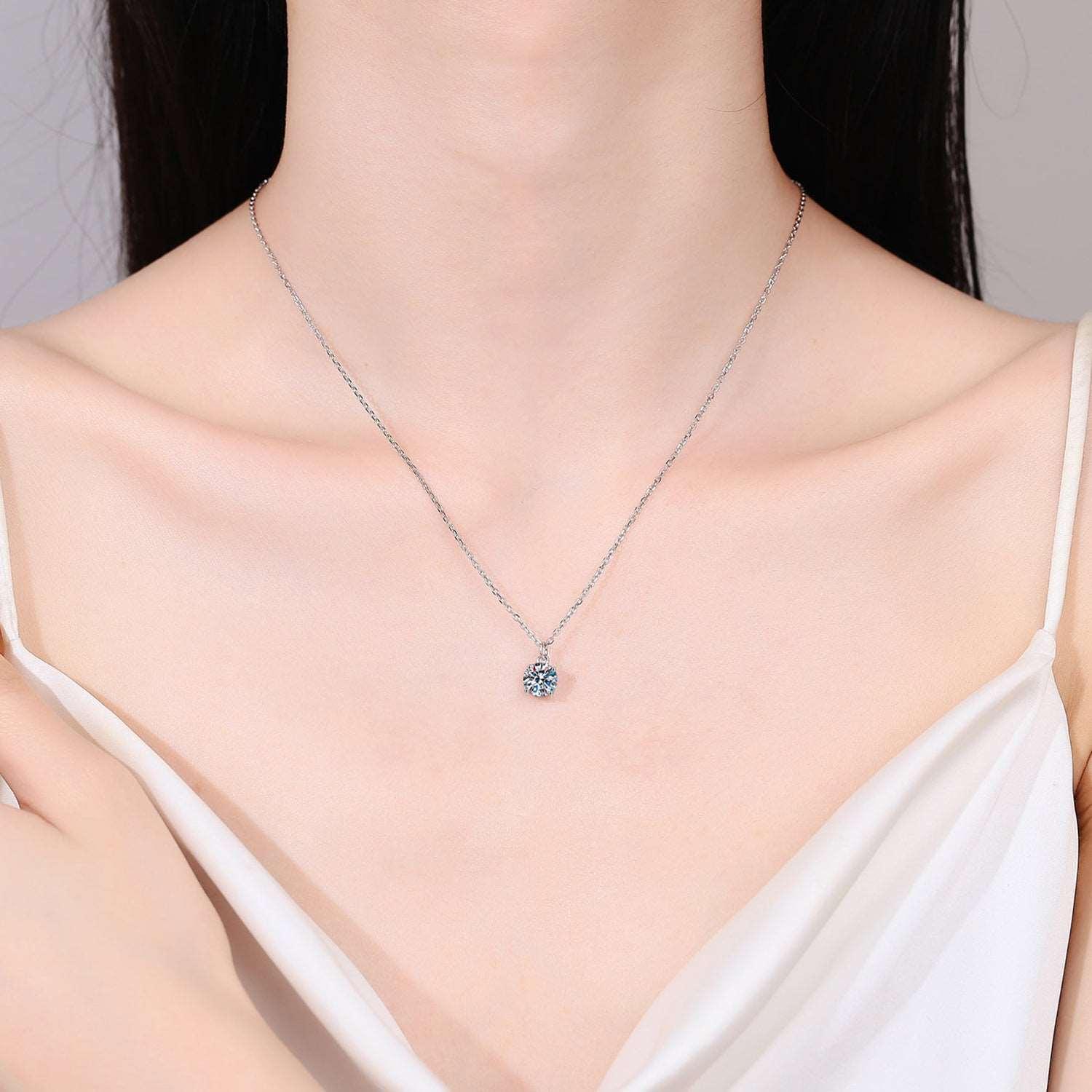 1 Carat Moissanite 925 Sterling Silver Necklace Carauana Store