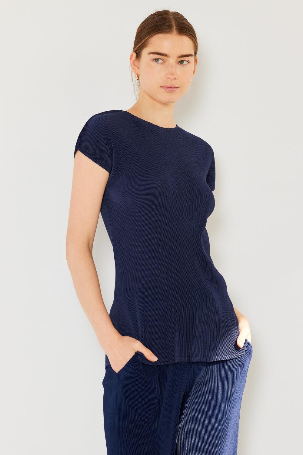 Marina West Swim Rib Pleated Cap Sleeve Top Carauana Store
