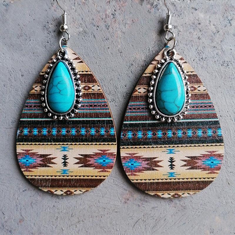Artificial Turquoise Geometric Teardrop Earrings Carauana Store
