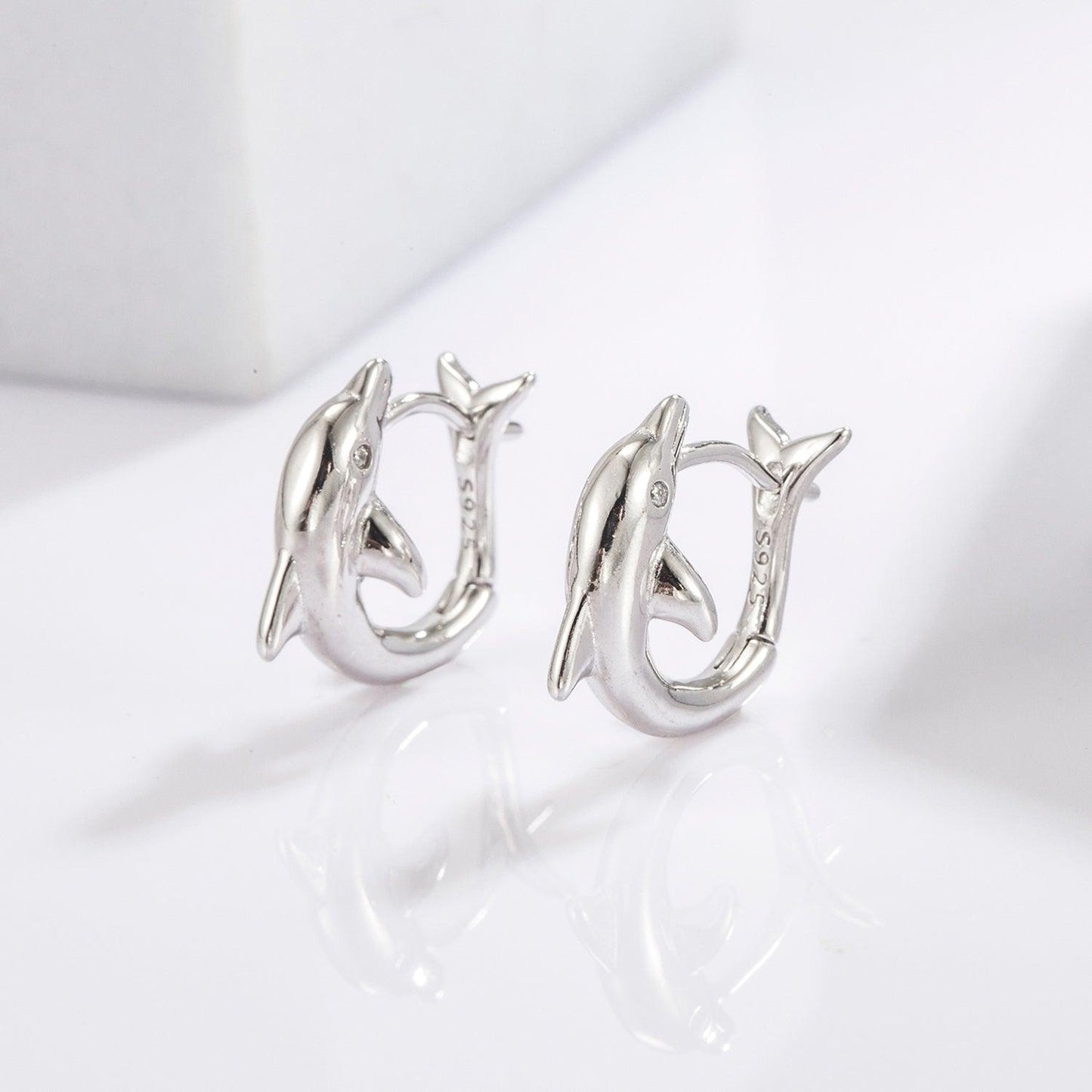 925 Sterling Silver Zircon Dolphin Earrings Carauana Store
