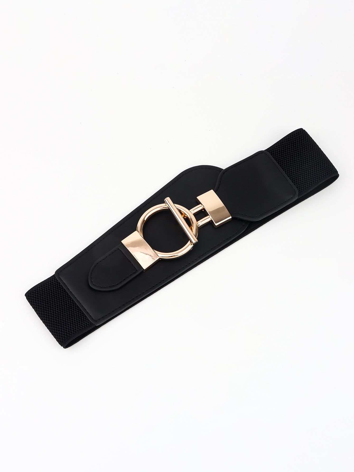 PU Elastic Wide Belt with Alloy Buckle Carauana Store