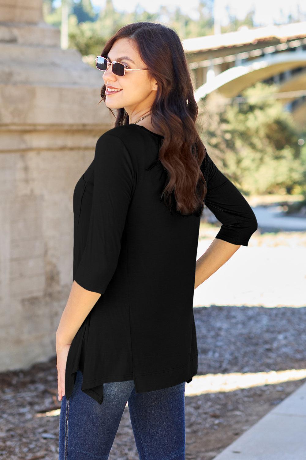 Basic Bae Full Size Round Neck Pocketed T-Shirt Carauana Store