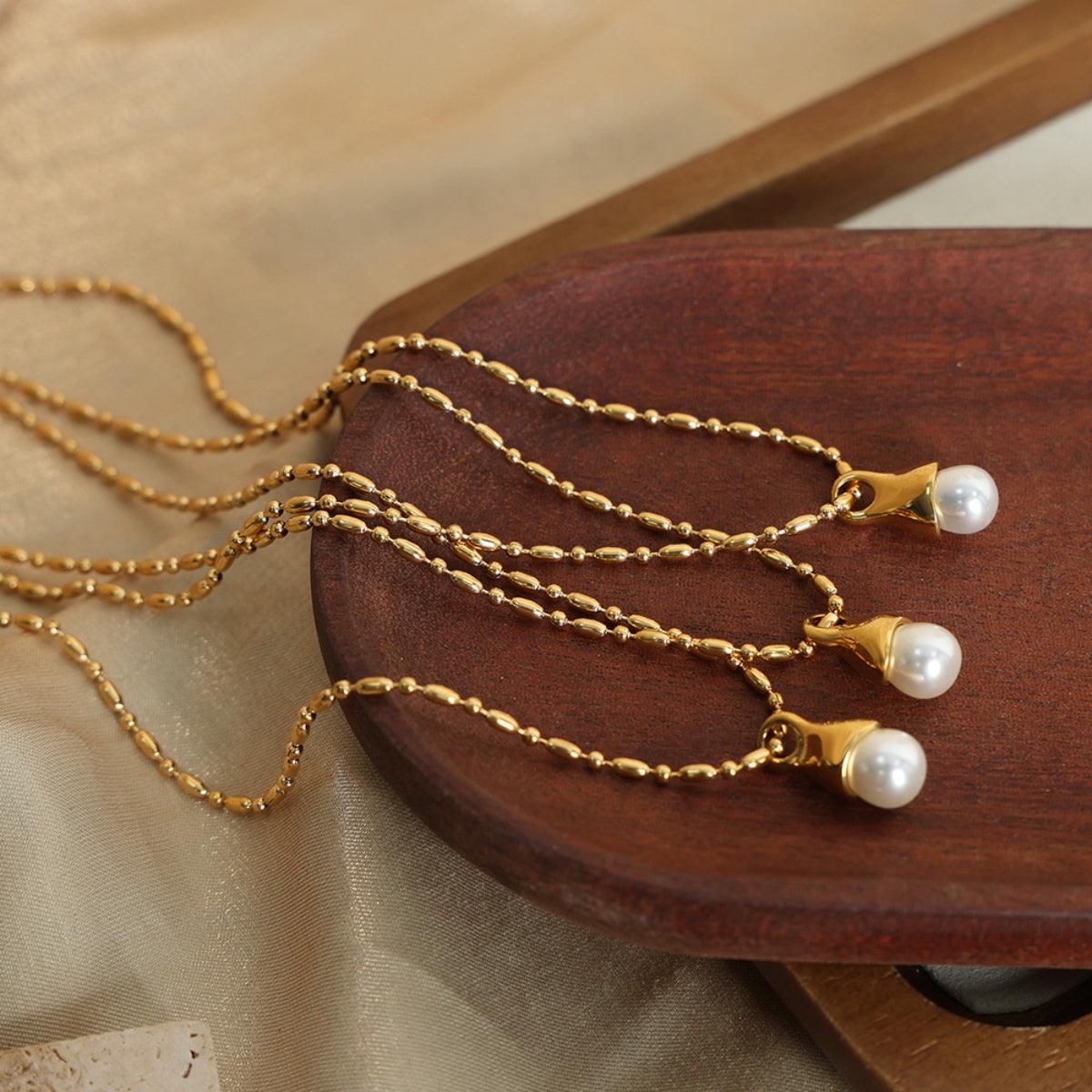Titanium Steel Pearl Pendant Necklace Carauana Store