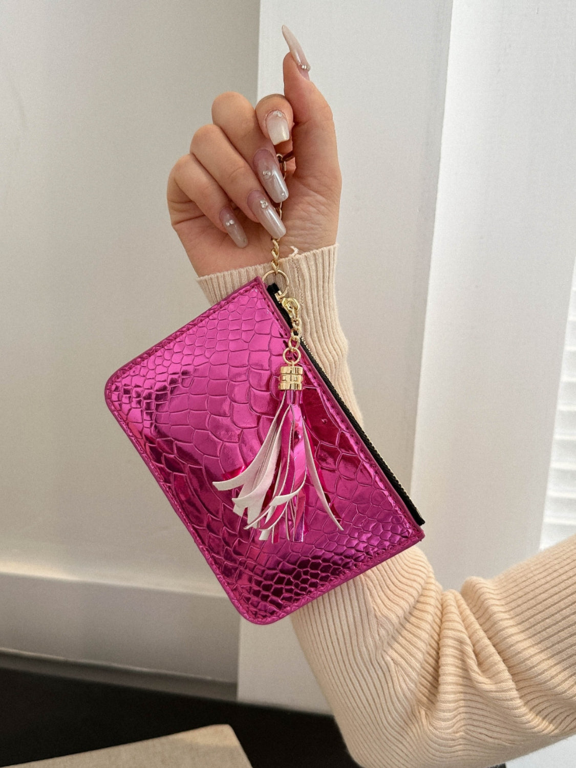 PU Leather Tassel Trim Card Case Carauana Store