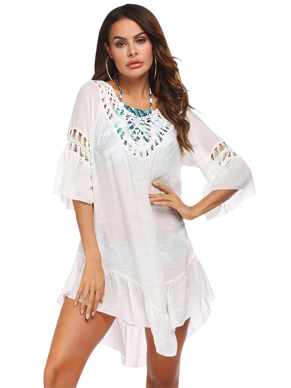 Backless Cutout Three-Quarter Sleeve Cover Up Carauana Store
