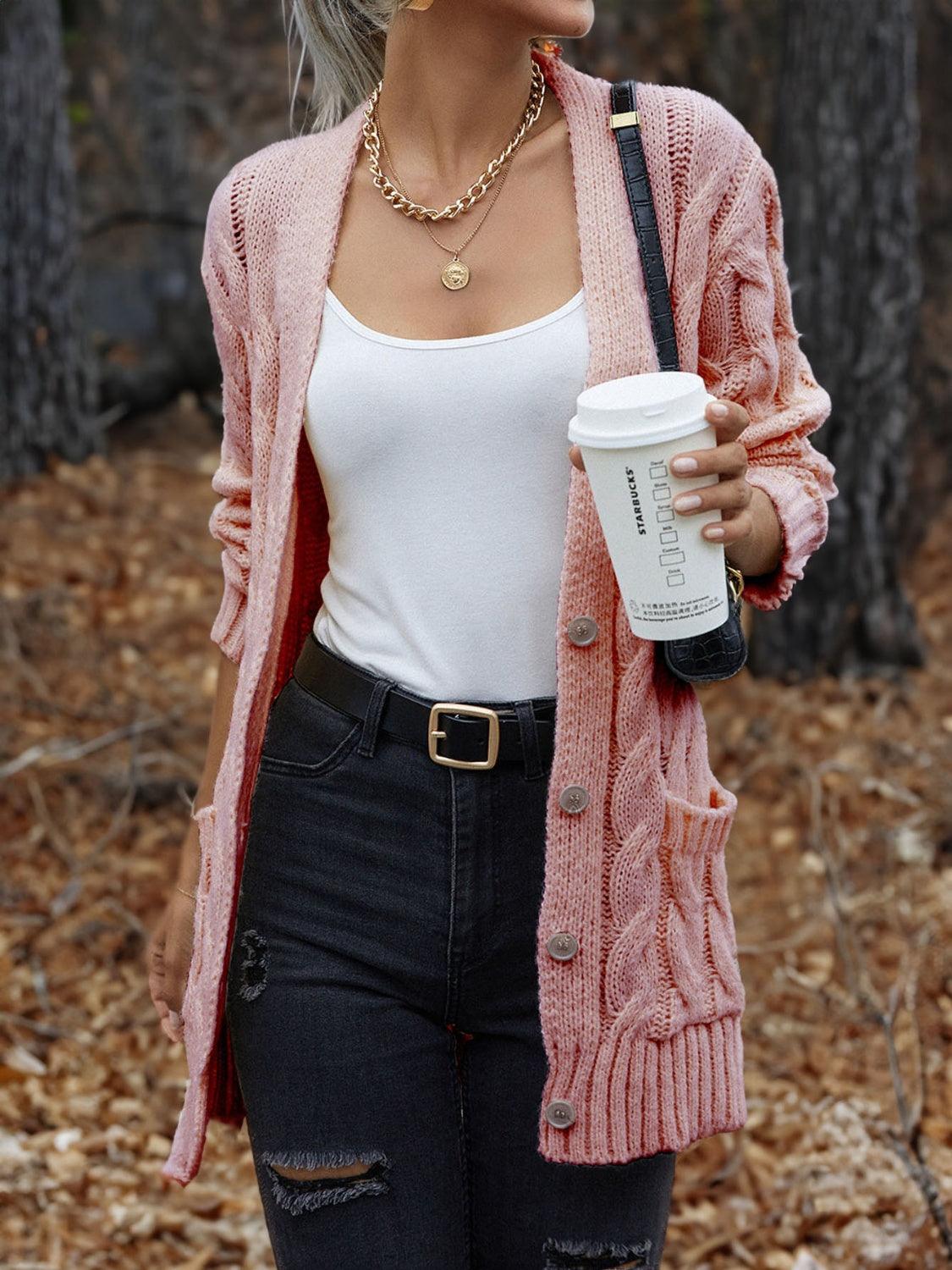 Cable-Knit Button Down Cardigan Carauana Store