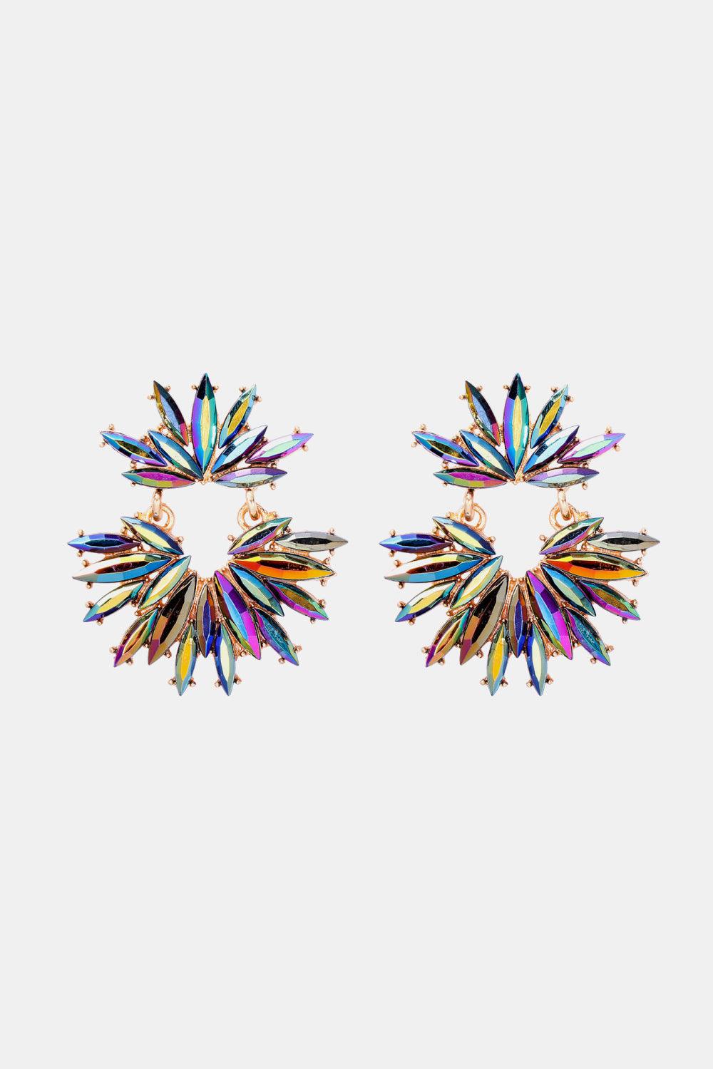 Flower Shape Glass Stone Dangle Earrings Carauana Store