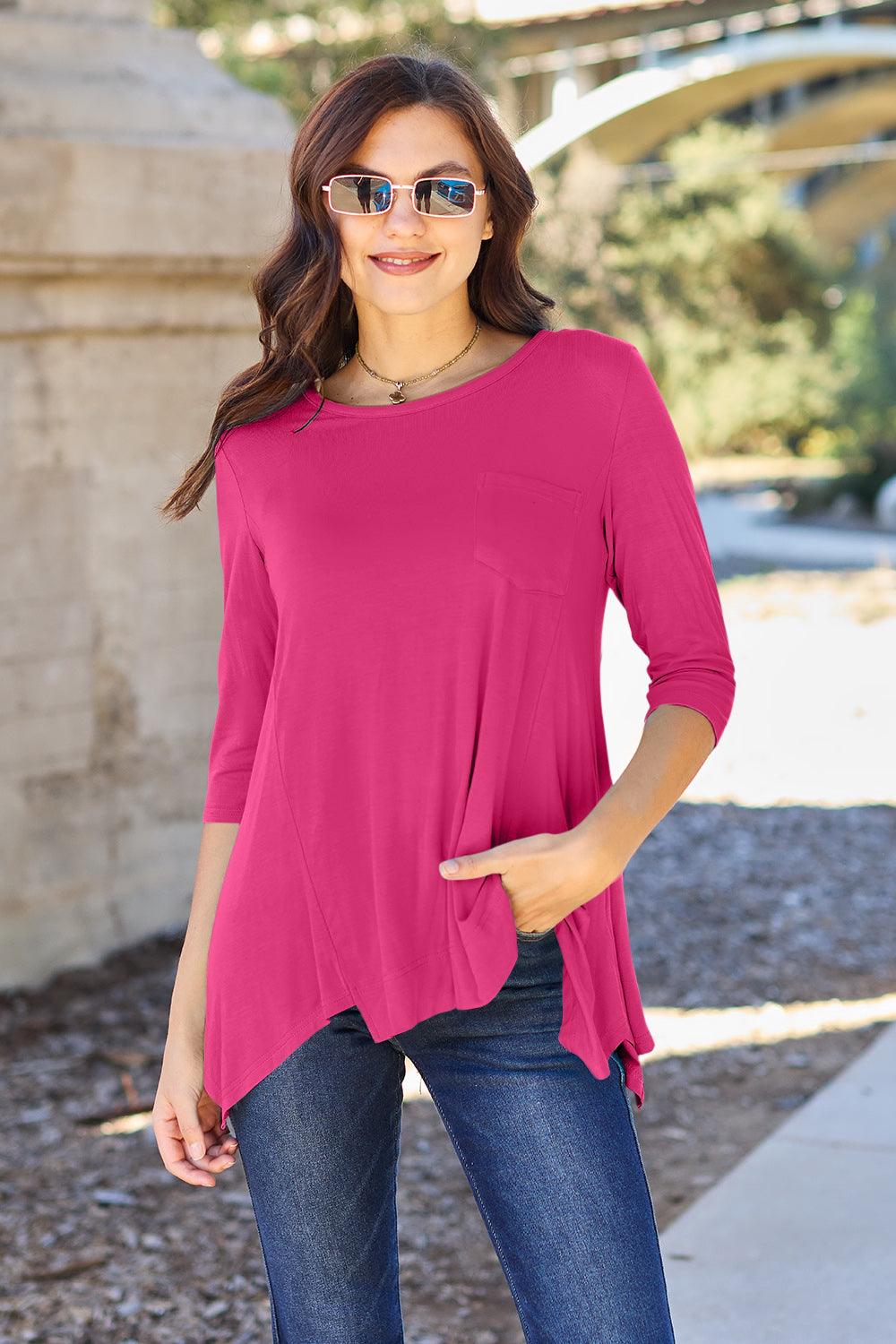 Basic Bae Full Size Round Neck Pocketed T-Shirt Carauana Store