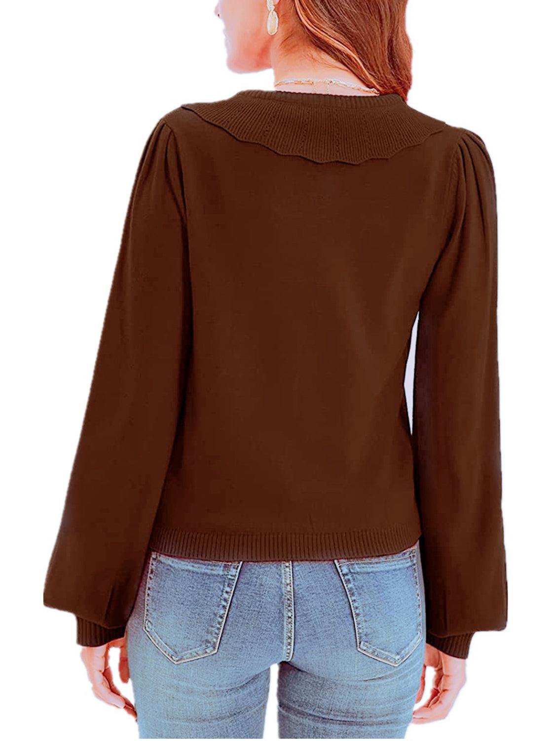 Collared Long Sleeve Button Down Cardigan Carauana Store