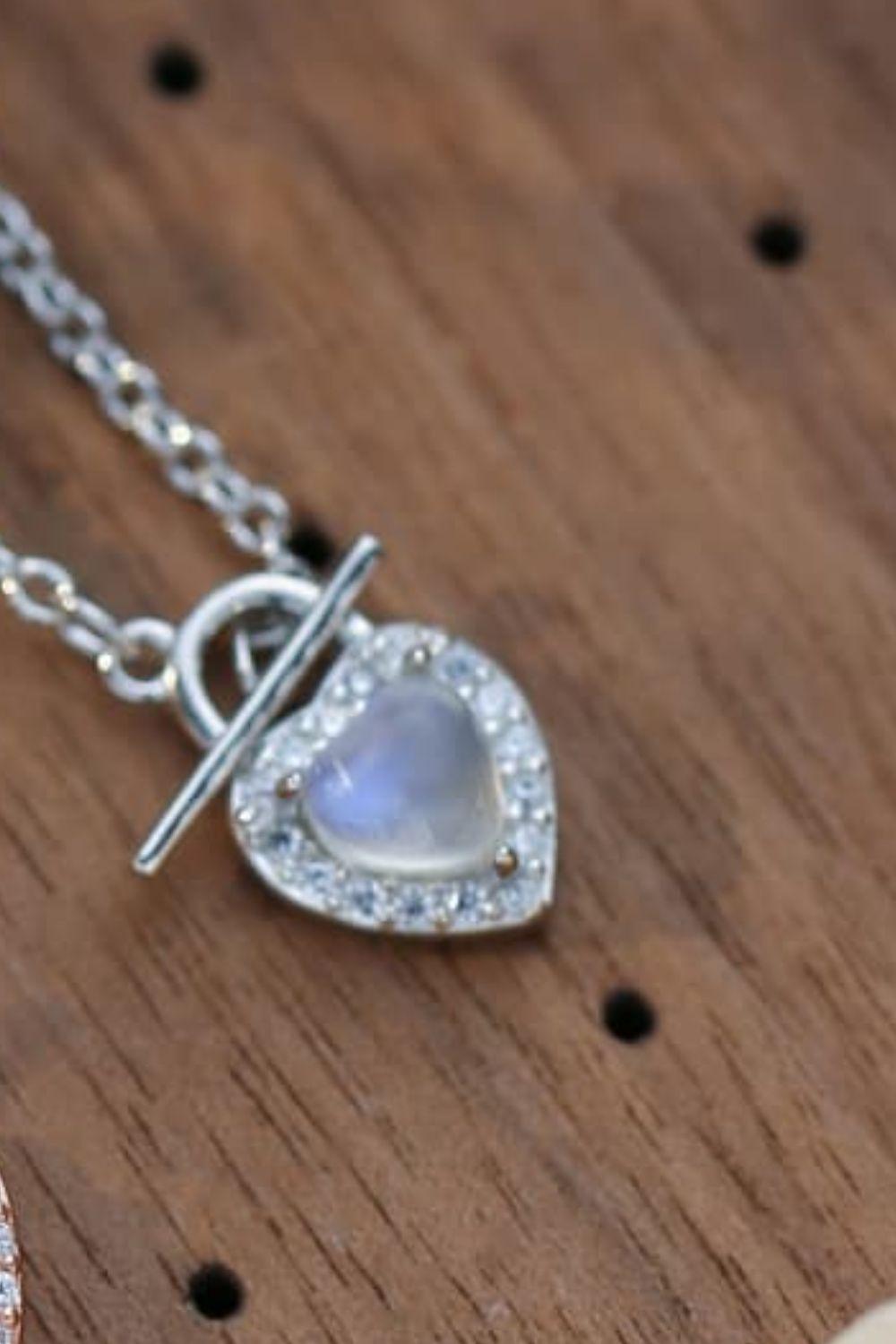 Moonstone Heart Lock Pendant Necklace Carauana Store