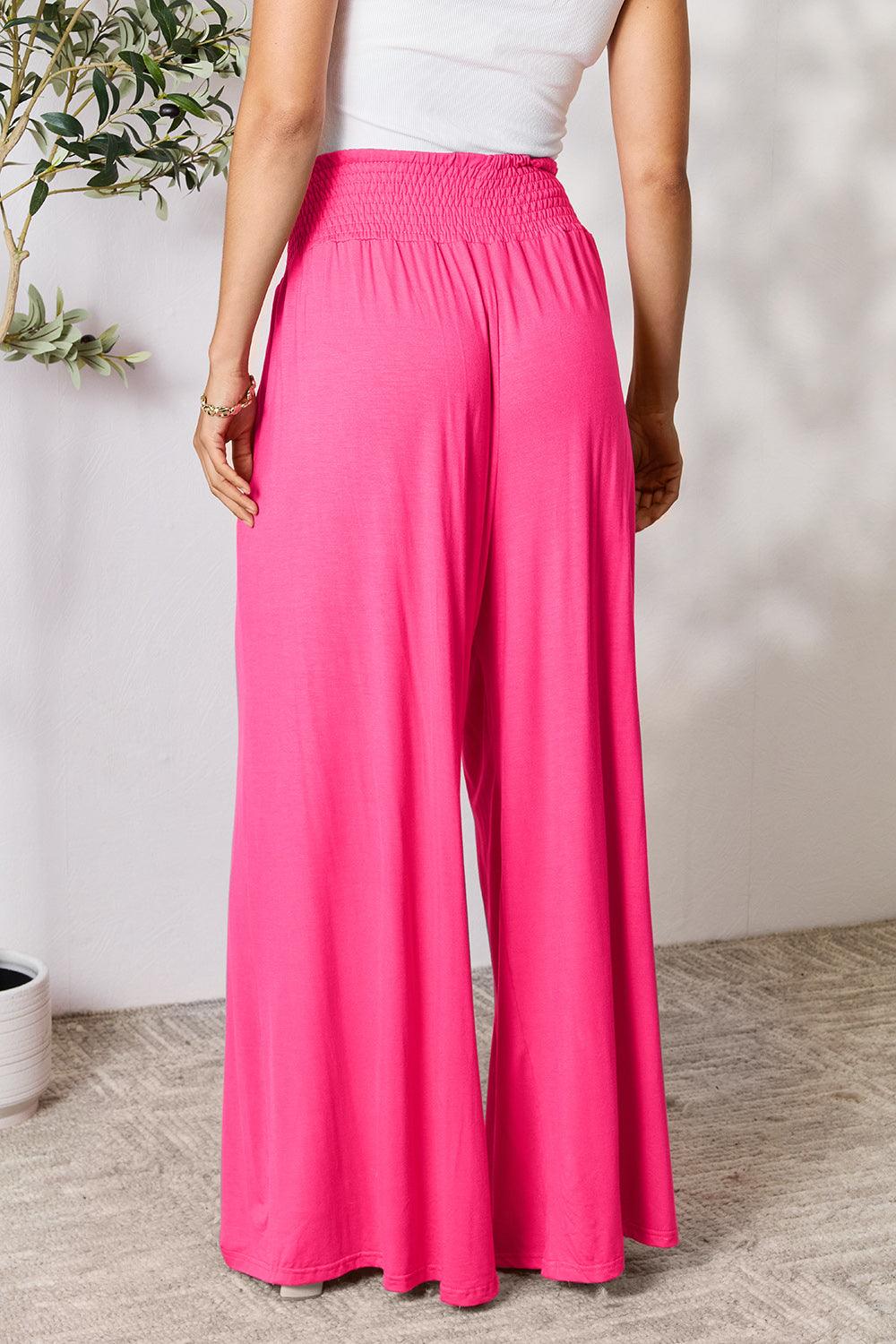 Double Take Full Size Smocked Wide Waistband Wide Leg Pants Carauana Store