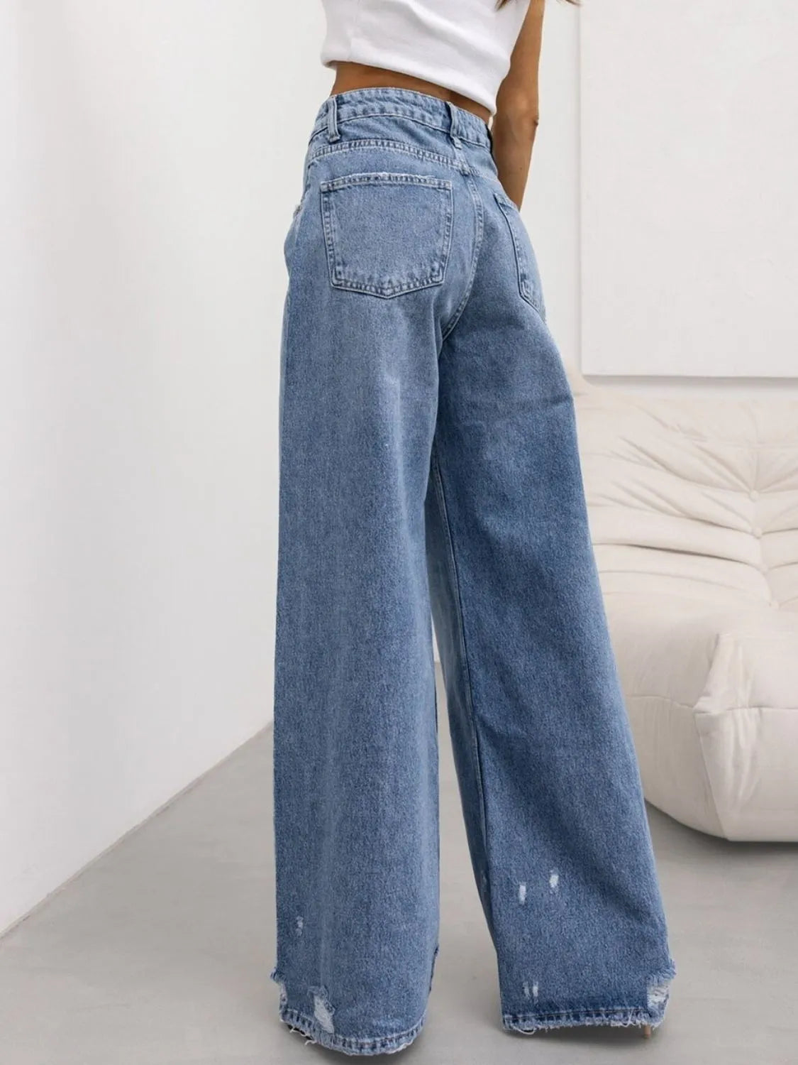 Distressed Wide Leg Jeans Carauana Store