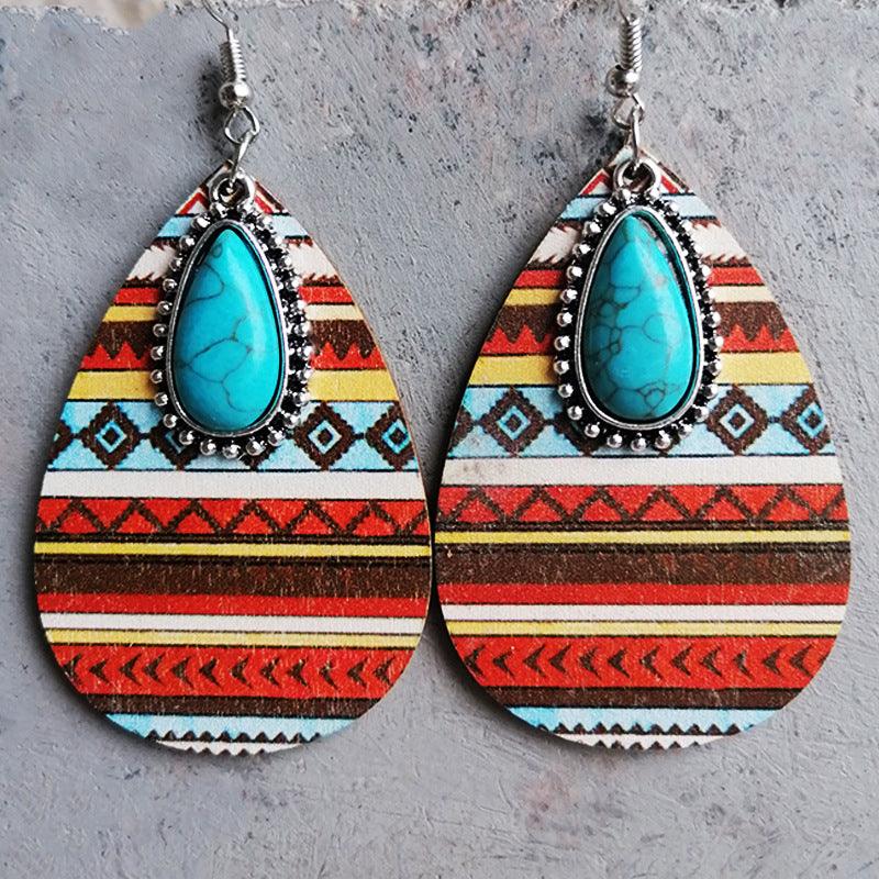 Artificial Turquoise Geometric Teardrop Earrings Carauana Store