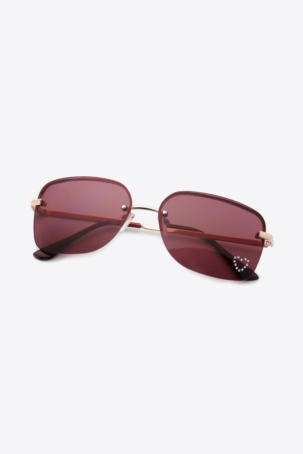 Rhinestone Heart Metal Frame Sunglasses Carauana Store