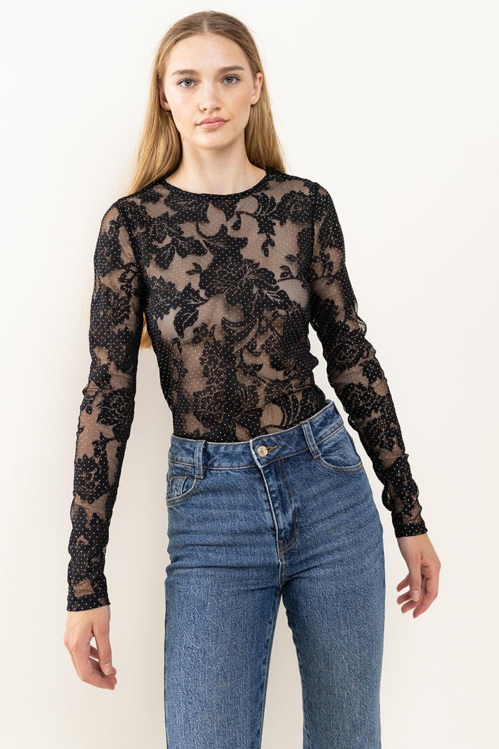 Ces Femme Floral Lace Mesh Bodysuit Carauana Store