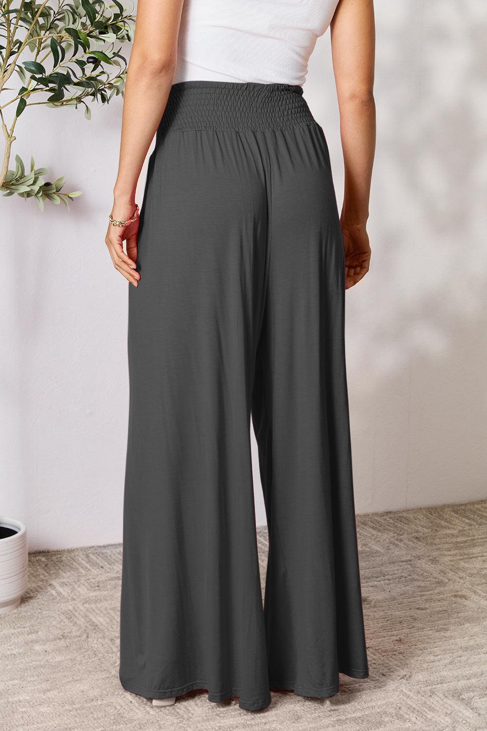 Double Take Full Size Smocked Wide Waistband Wide Leg Pants Carauana Store