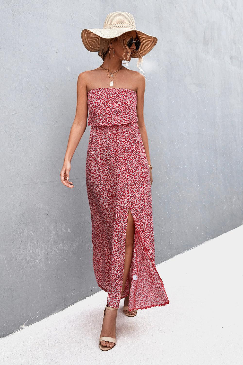 Strapless Split Maxi Dress Carauana Store