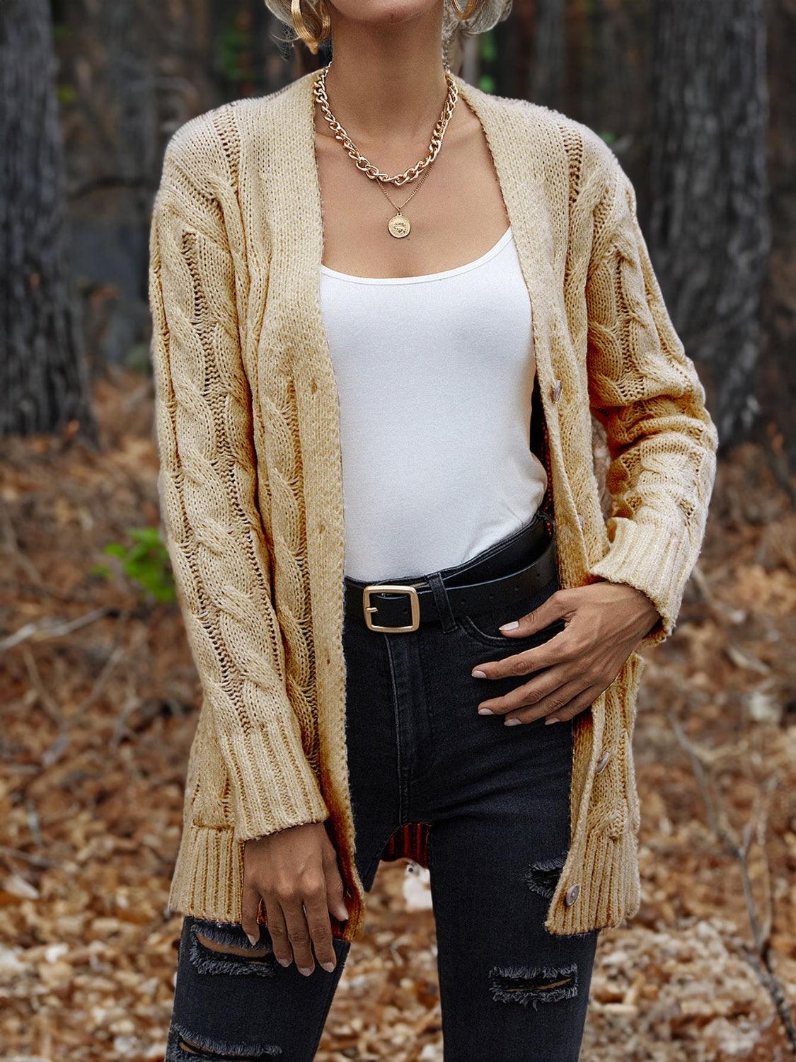 Cable-Knit Button Down Cardigan Carauana Store