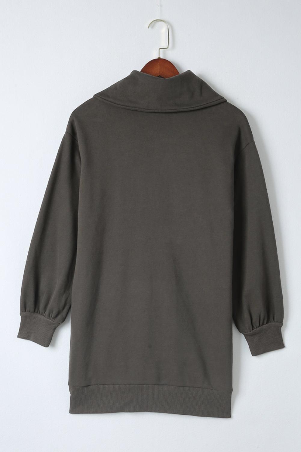 Half Zip Dropped Shoulder Mini Sweatshirt Dress Carauana Store
