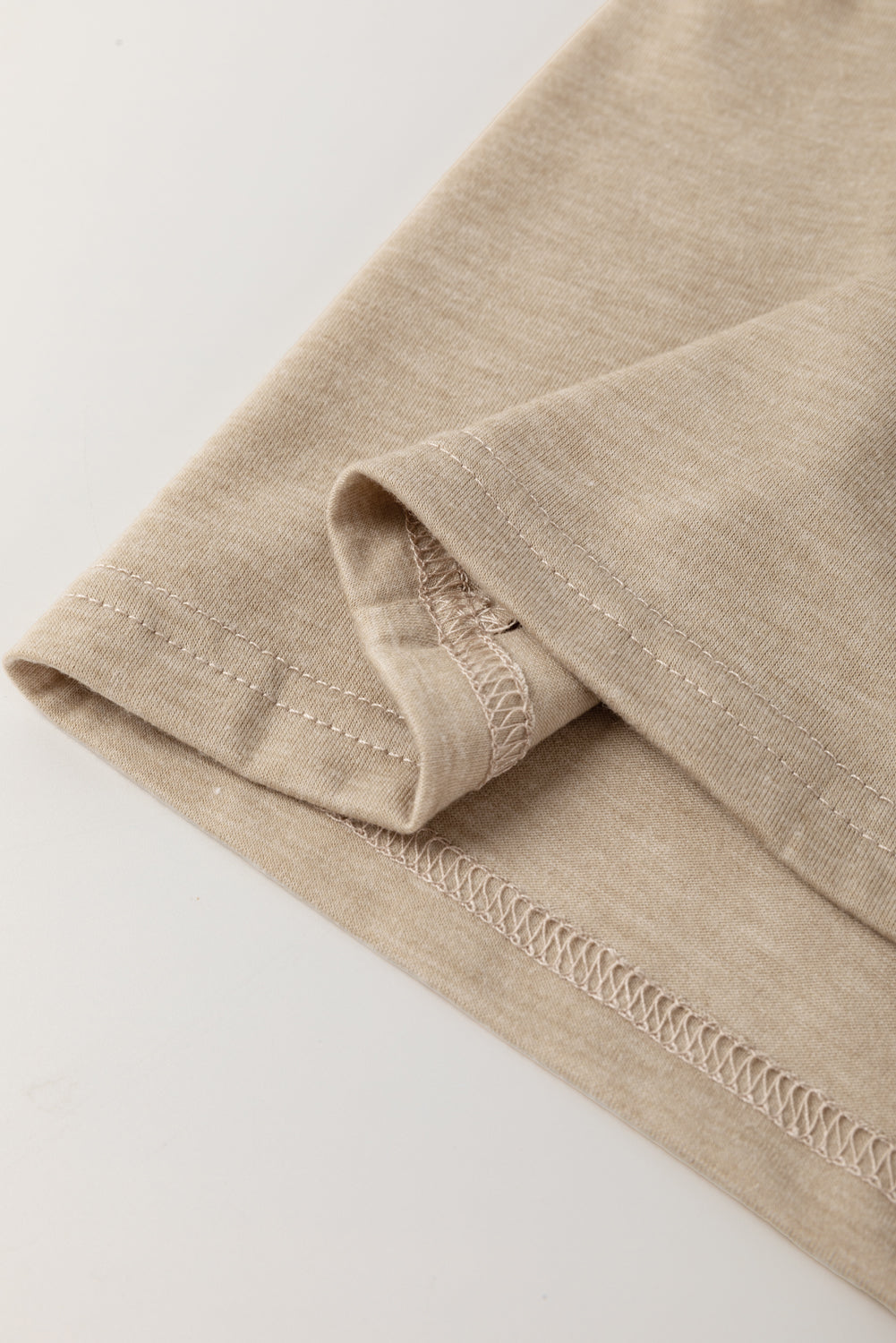 Parchment Solid Color Ruched Puff Sleeve T Shirt