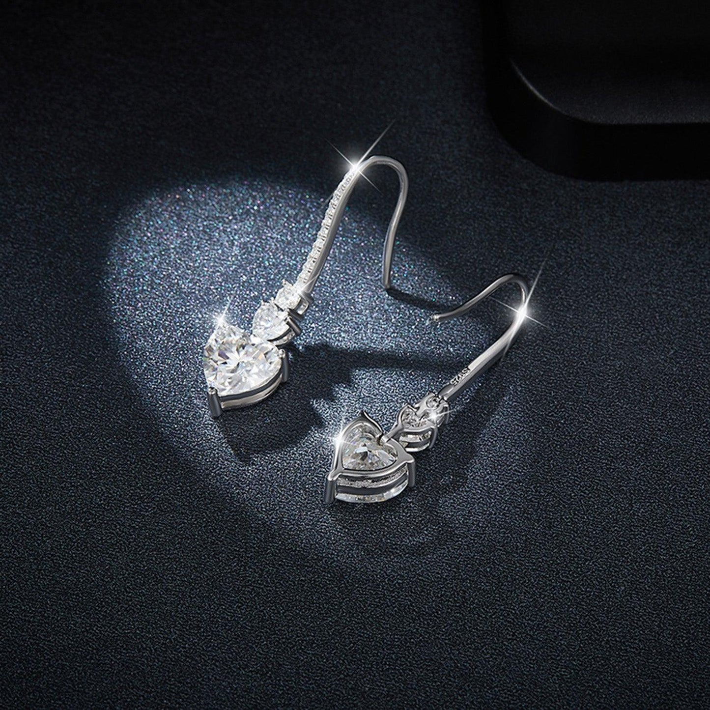 5.44 Carat 925 Sterling Silver Moissanite Heart Drop Earrings Carauana Store