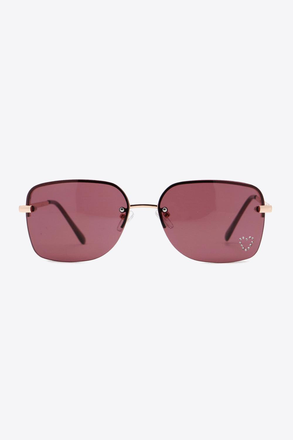 Rhinestone Heart Metal Frame Sunglasses Carauana Store