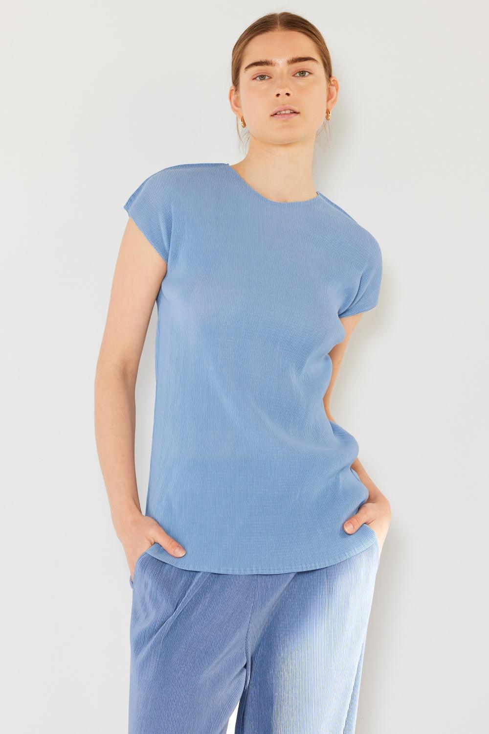 Marina West Swim Rib Pleated Cap Sleeve Top Carauana Store